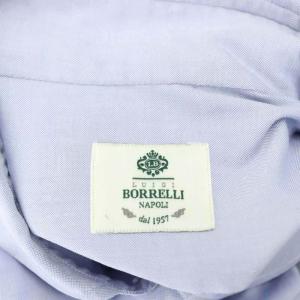 LUIGI BORRELLI ホリゾンタルカラーシャツ 長袖 コットン 38 水色 ライトブルー