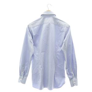 LUIGI BORRELLI ホリゾンタルカラーシャツ 長袖 コットン 38 水色 ライトブルー