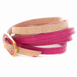 FENDI レザーブレスレット バイカラー 保存箱付き ピンク ゴールド