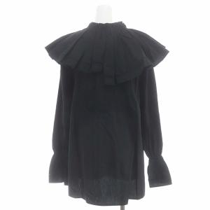 IENA 22AW ブロードレースカラーブラウス シャツ 長袖 付け襟 F 黒 ブラック