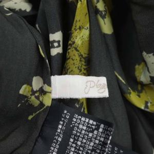 Plage ヴィンテージ フローラル ギャザーワンピース ロング 長袖 36 チャコール イエロー