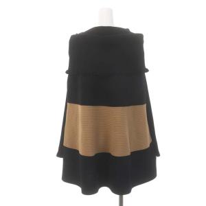 TO BE CHIC バイカラーニット カットソー 長袖 コサージュ 2 黒 ブラック ブラウンベージュ