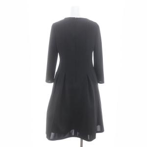 M'S GRACY 23SS パニエ付き リボン ワンピース 膝丈 長袖 38 ブラック