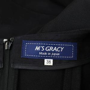 M'S GRACY 23SS パニエ付き リボン ワンピース 膝丈 長袖 38 ブラック