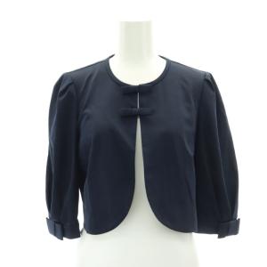 M'S GRACY 22年 リボンボレロカーディガン 七分袖 クロップド 38 紺 ネイビー