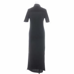 adidas Originals ポロワンピース ロング マキシ 半袖 切替 ベロア M 黒 ブラック