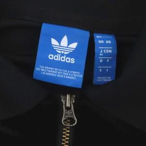 adidas Originals ポロワンピース ロング マキシ 半袖 切替 ベロア M 黒 ブラック