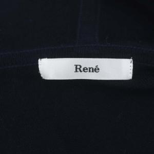 René フード付き ロングカーディガン ストーン 長袖 ニット 36 紺 ネイビー