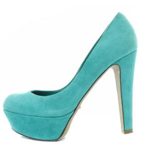 Sergio Rossi ストームヒール アーモンドトゥ パンプス スエード ハイヒール 35.5 22.5-23cm 青 ブルー