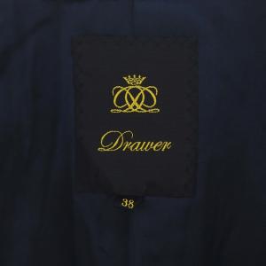 Drawer ノーカラージャケット ブレザー フリンジ  ツィード ウール アルパカ混 38 M 黄 イエロー 黒 ブラック