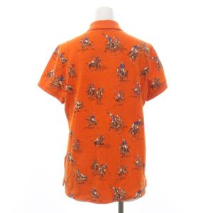 RALPH LAUREN THE SKINNY POLO ホース総柄 ポロシャツ 半袖 鹿の子 L オレンジ
