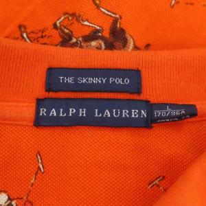 RALPH LAUREN THE SKINNY POLO ホース総柄 ポロシャツ 半袖 鹿の子 L オレンジ