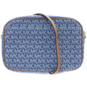 MICHAEL KORS 22SS JET SET ITEM デニム ショルダーバッグ 切替 レザー 茶色 ブラウン 青 ブルー 35F2GTTC9