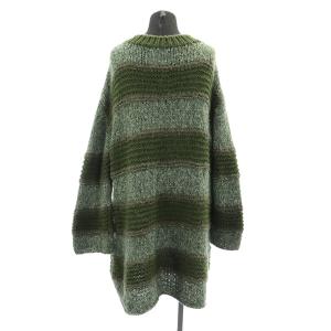 Ameri VINTAGE ニット セーター 長袖 チュニック ワンピース ボーダー F カーキ