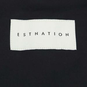 ESTNATION ロングジレベスト リボンベルト付き ウール 36 紺 ネイビー