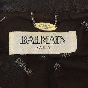 BALMAIN ラムレザージャケット 羊革 総裏地 M ダークブラウン