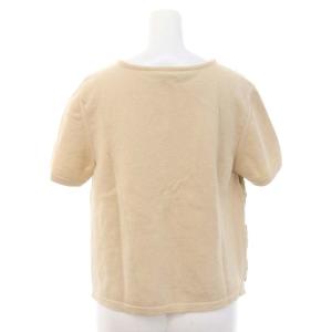 Salvatore Ferragamo シルク切替ウール半袖ニット カットソー L ベージュ