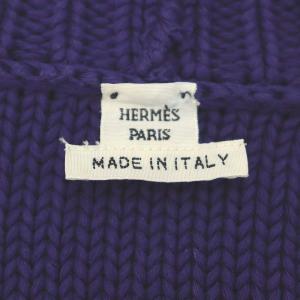 HERMES コットンケーブルVネックカーディガン ニット セーター 長袖 フロントボタン 38 M
