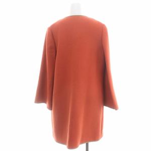 M'S GRACY ウール ノーカラーコート アウター パイピング 40 赤 茶 レッド ブラウン