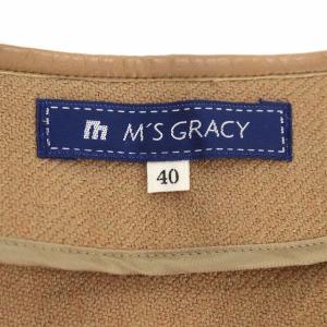 M'S GRACY ウール ノーカラーコート アウター パイピング 40 赤 茶 レッド ブラウン