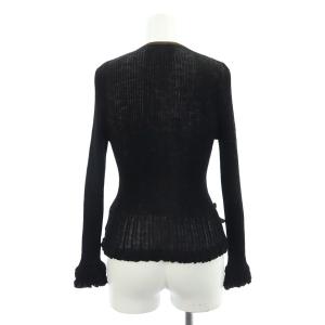 M'S GRACY ウール リボン リブカーディガン ニット 長袖 Uネック 38 黒 ブラック