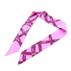 HERMES ツイリースカーフ ボルデュック bolduc ロゴ シルク ピンク