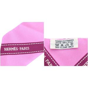 HERMES ツイリースカーフ ボルデュック bolduc ロゴ シルク ピンク
