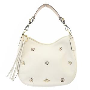 サットン ホーボー ウィズ スキャッタード リベット ハンドバッグ ロゴ レザー 白 ホワイト 69507