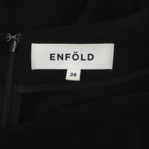 ENFOLD レイヤードデザイン ワンピース ロング マキシ丈 九分袖 斜めVネック 36 黒 ブラック