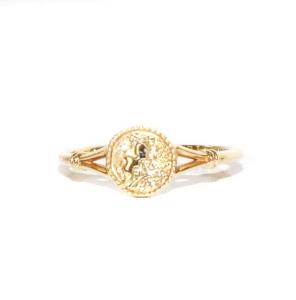 agete コインモチーフリング 指輪 ダイヤモンド 0.004ct K10 9号 イエローゴールド