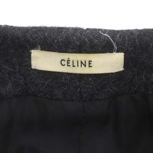 CELINE フィービー期 アルパカ ジャケット コート ノーカラー ミドル丈 38 ダークグレー