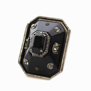 指輪 ビジュー ストーン リング 10号 黒 ブラック シルバー