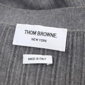 THOM BROWNE カーディガン Vネック 長袖 切替 ストライプ S グレー