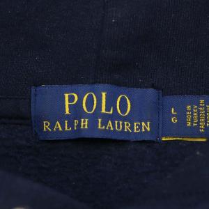 POLO RALPH LAUREN パーカー 裏起毛 ロゴ刺繍 トレーナー フード付き カンガルーポケット コットン L 紺 ネイビー 赤 レッド