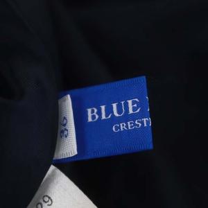 BLUE LABEL CRESTBRIDGE ドライサテンシャツドレス ワンピース ロング 長袖 フリルカラー バックレースアップ チェック 36 紺 ネイビー マルチカラー