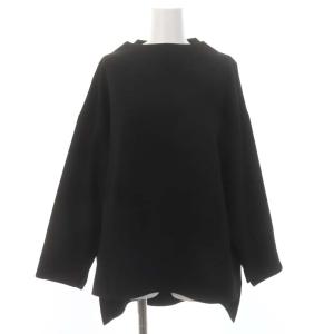 スポンジダブルクロススリットネック プルオーバー カットソー 長袖 バックテール 36 黒 ブラック