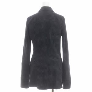 alexanderwang ロゴ刺繍 ストライプ シャツ 長袖 S 黒 ブラック