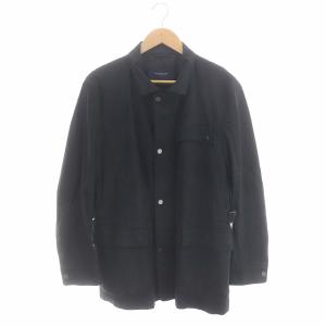 フェイクレザースタンドカラージャケット ジップアップ アウター M 黒 ブラック