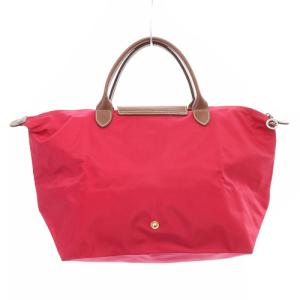 Longchamp ルプリアージュ M トートバッグ ハンドバッグ 切替 赤 レッド 茶色 ブラウン