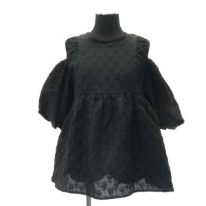 23SS ミックスマテリアルトップス カットソー 半袖 バックファスナー 1 S 黒 ブラック