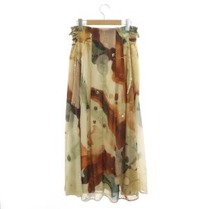 Ameri VINTAGE UNDRESSED AMELIA INK ART SKIRT スカート ロング マキシ丈 フレア 総柄 M マルチカラー