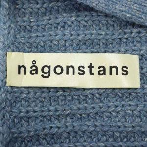 nagonstans シルクネップニットカーディガン 長袖 Vネック クロップド アルパカ 羊毛 38 青 ブルー