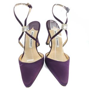 MANOLO BLAHNIK アンクルストラップ ポインテッドトゥ サンダル ピンヒール 35 22cm 紫 パープル