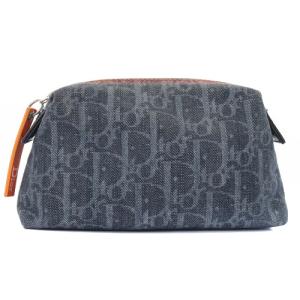 Christian Dior トロッター デニム ミニポーチ 紺 ネイビー CM1006