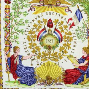 HERMES フランス革命を記念して LIBERTE EGALITE FRATERNITE REPUBLIQUE FRANCAISE スカーフ