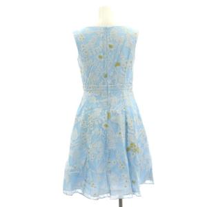 TOCCA ワンピース 膝丈 ノースリーブ 総柄 0 水色 白 黄