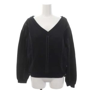 Diagram GRACE CONTINENTAL 切替ドロストカット セットアップ カットソー 長袖 Vネック ロング丈 ミモレ丈 イージー ジョガー S 黒 ブラック 白