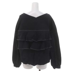 Diagram GRACE CONTINENTAL 切替ドロストカット セットアップ カットソー 長袖 Vネック ロング丈 ミモレ丈 イージー ジョガー S 黒 ブラック 白