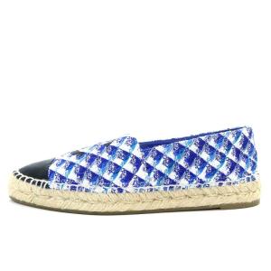 CHANEL G29762 フラットシューズ エスパドリーユ ココマーク ツイード 39 ブルー