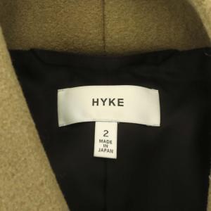 HYKE NO COLLAR PEA COAT コート ノーカラーピーコート ウール アウター ロング 2 カーキ